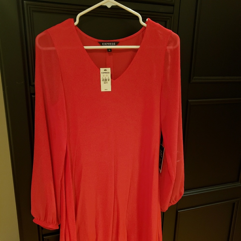 Red long sleeve dress